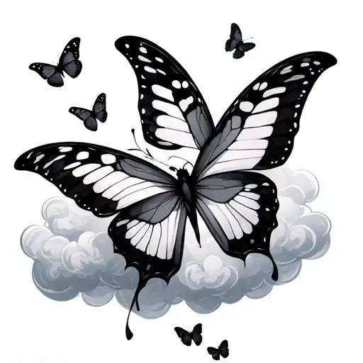 little black butterflies in the cloud tattoo design idea