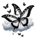 little black butterflies in the cloud tattoo design idea
