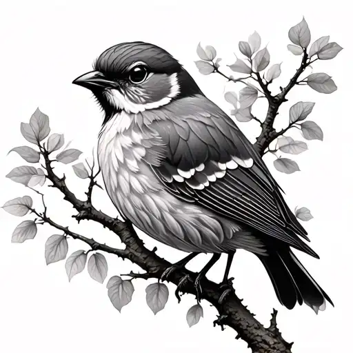 bird in alder tree intertwined tattoo design idea