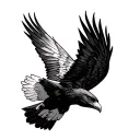 black hawk flying tattoo design idea