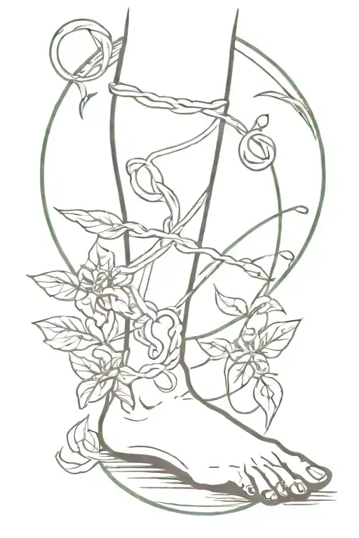 female ankle tattoo of the staff of Asclepius tattoo design idea