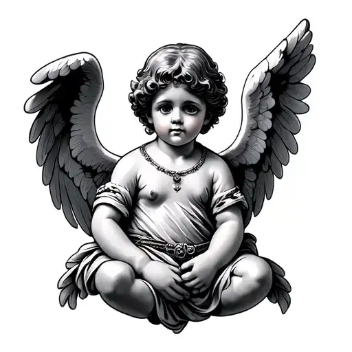 gangster cherub angel tattoo design idea