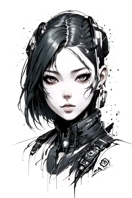 CYBERPUNK GHOST IN THE SHELL tattoo design idea