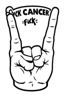 baby sticking up middle fingers saying fuck cancer tattoo design idea
