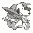snoopy with a hat  tattoo design idea