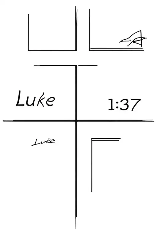 "Luke 1:37" cross intertwined tattoo design idea