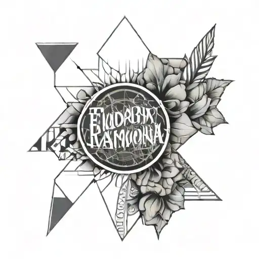 Eudaimonia written in geo lines shapes tattoo featuring tattoo design idea