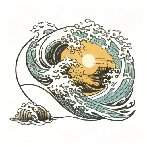 surf-wave-summer evening tattoo design idea
