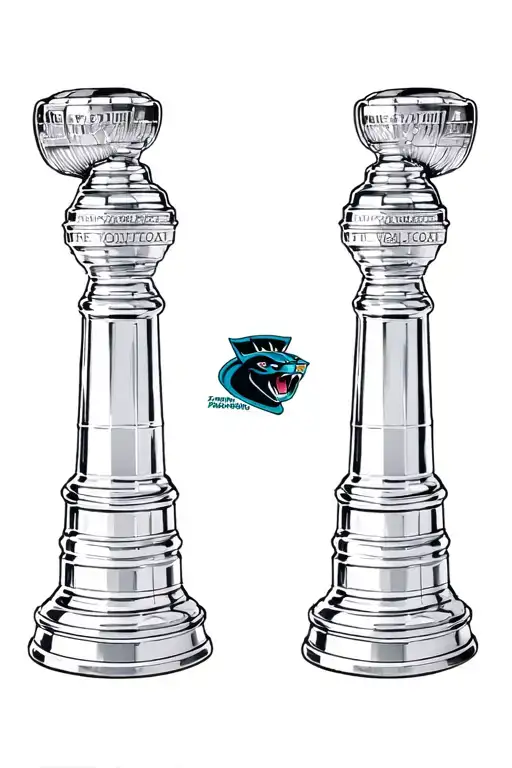 two Stanley cup trophies with the Florida panthers logo in between  tattoo design idea