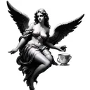 angel with lean cup tattoo design idea