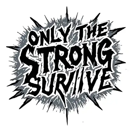 only the strong survive lettering with lightning striking tattoo design idea