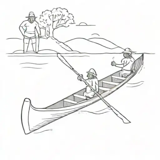 two indians in a canoe tattoo design idea