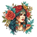 Romani Gypsy looking straight ahead tattoo design idea