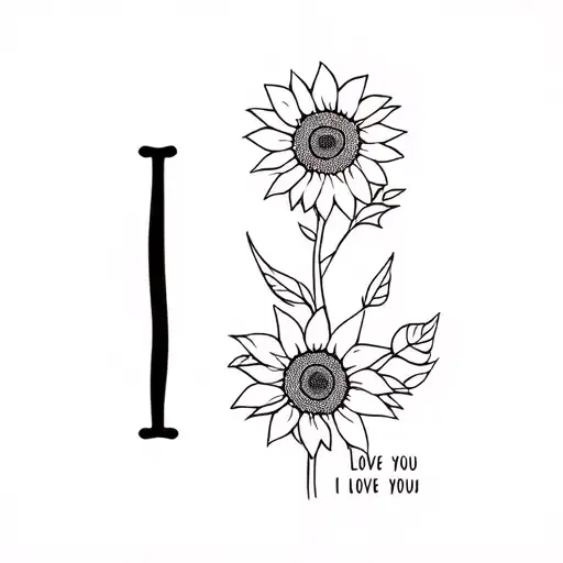 sign language sign for I love you with sunflowers  tattoo design idea