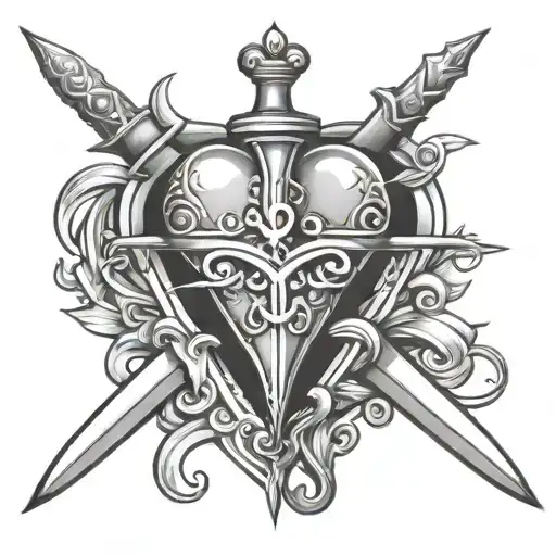 heart dagger tattoo design idea
