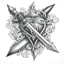heart dagger tattoo design idea