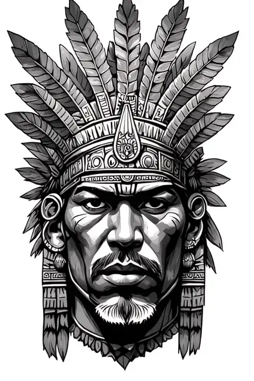 azteca warrior surrounded tattoo design idea