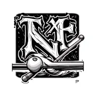 "N" pool cue stick tattoo design idea