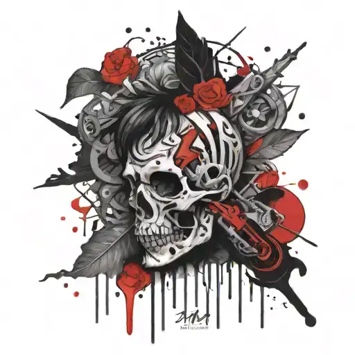 A museum-inspired tattoo design that symbolizes resilience and overcoming challenges related to Bipolar II, PTSD, and parasuicide tattoo design idea