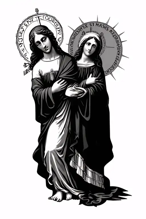 saint jude and Mary  tattoo design idea