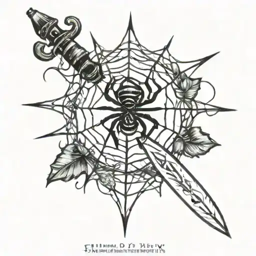 spider web with knife tattoo design idea