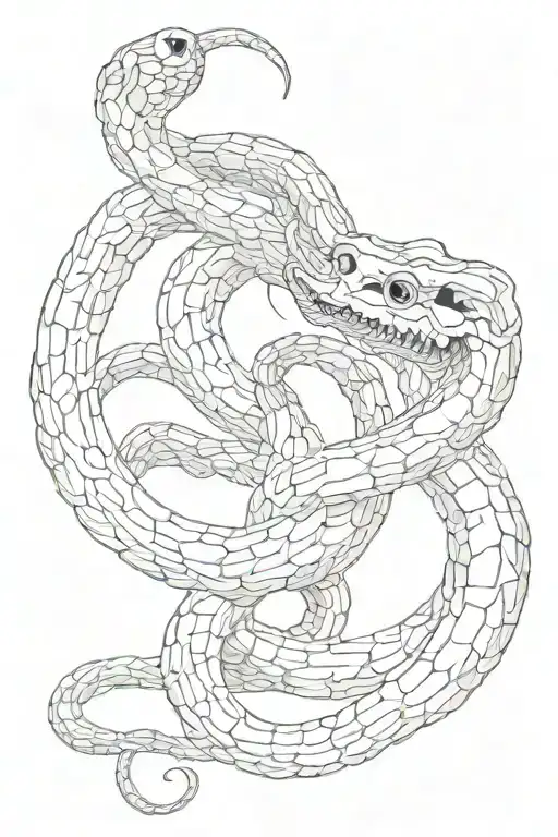 snake skeleton tattoo design idea