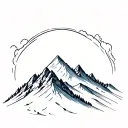 Ski with mountain landscape tattoo design idea