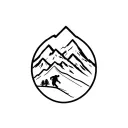 Ski with mountain landscape tattoo design idea