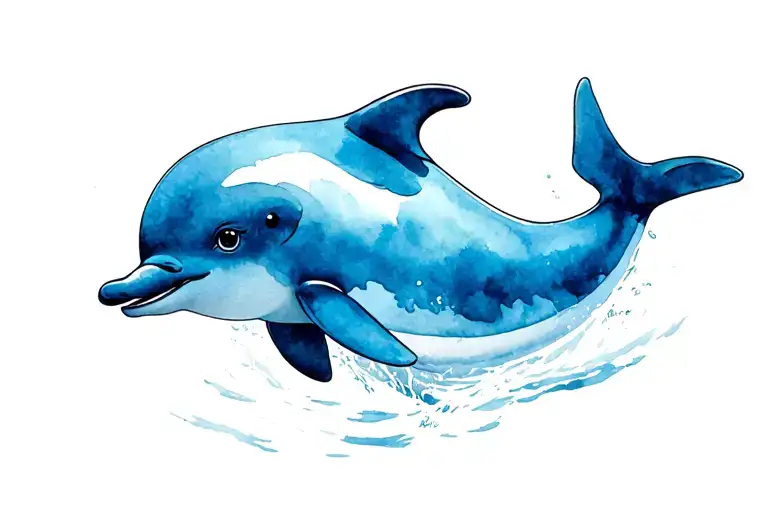 cute dolphin jumping tattoo design idea