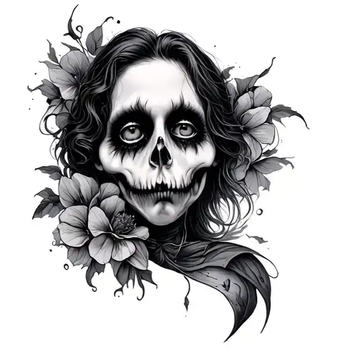 Tim Burton inspired tattoo sleeve tattoo design idea