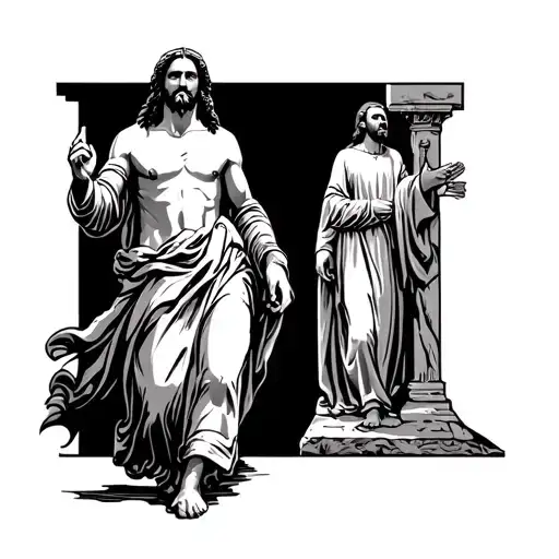 Jesus Christ walking over our sins vs 7 tattoo design idea