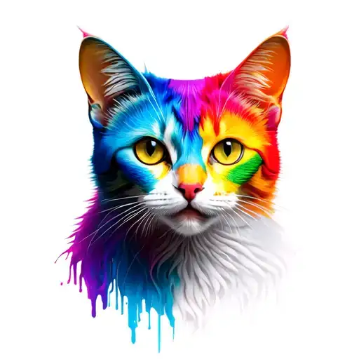 trans flag colored cat tattoo design idea
