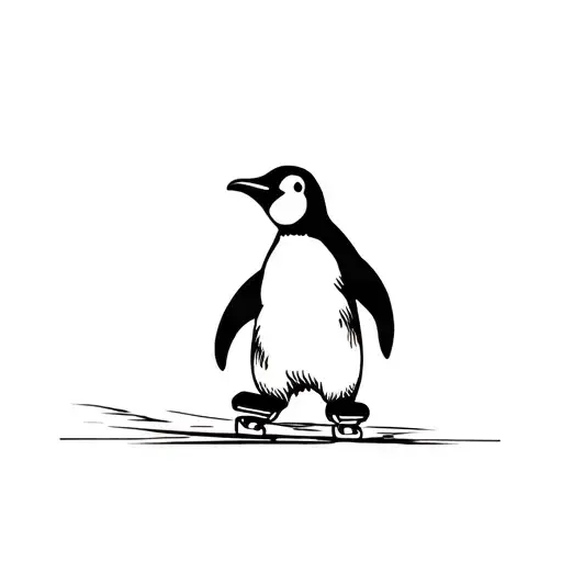 penguin skating on ice tattoo design idea