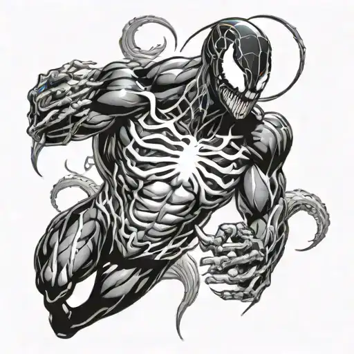 y2k venom symbiote goo stretching tattoo design idea