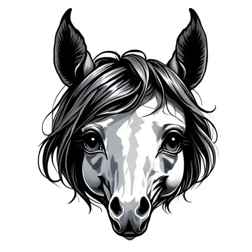 fine line horse ears just two eyes and small writing saying"heart of me"  tattoo design idea