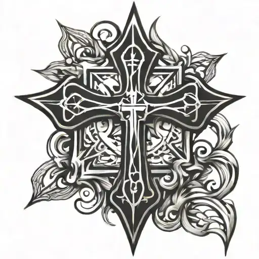pointy cross tattoo design idea