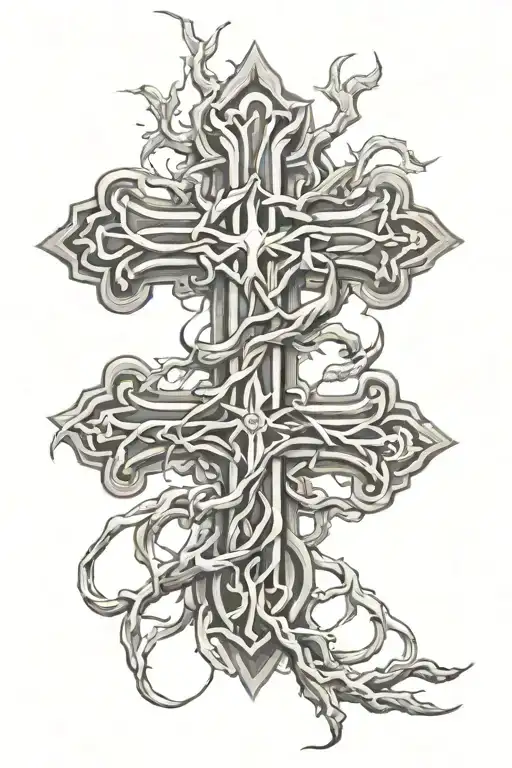 cross roots  tattoo design idea