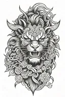 samurai lion head tattoo design idea