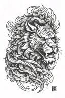 samurai lion head tattoo design idea