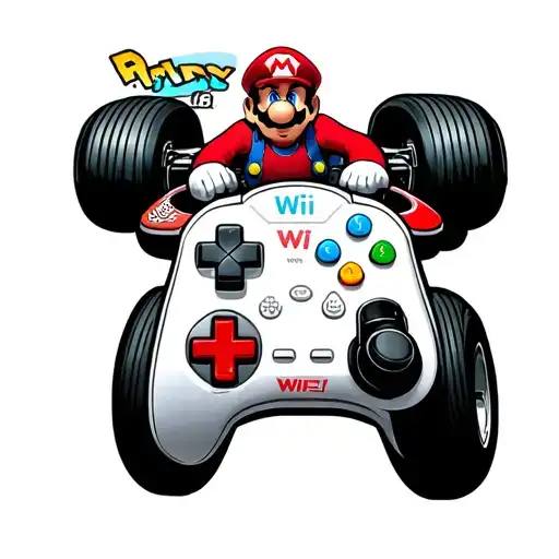 mario kart driver on a wii remote control tattoo design idea