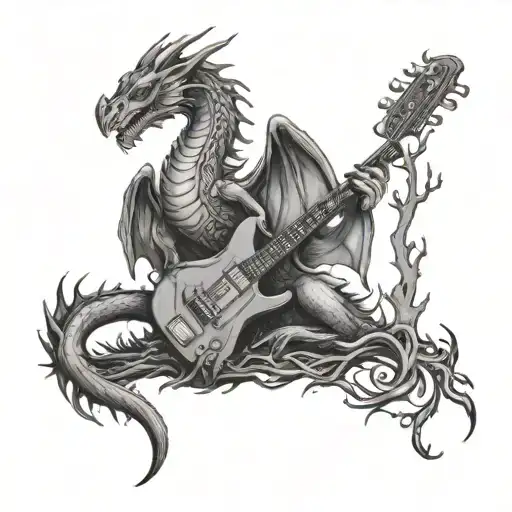 forest, fire, it, guitar, dragon tattoo design idea