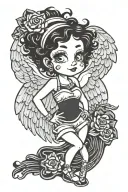 betty boop with angel wings and halo  tattoo design idea