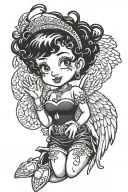 betty boop with angel wings and halo  tattoo design idea
