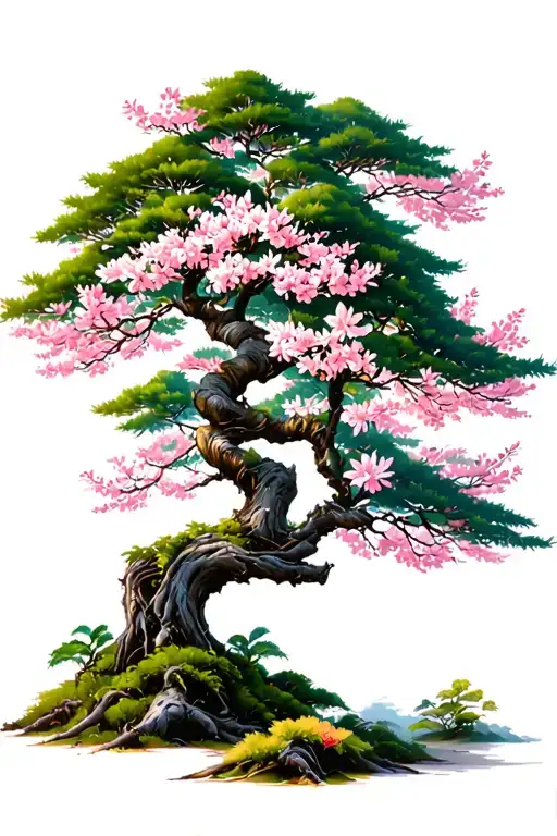 sakura tree growing tattoo design idea