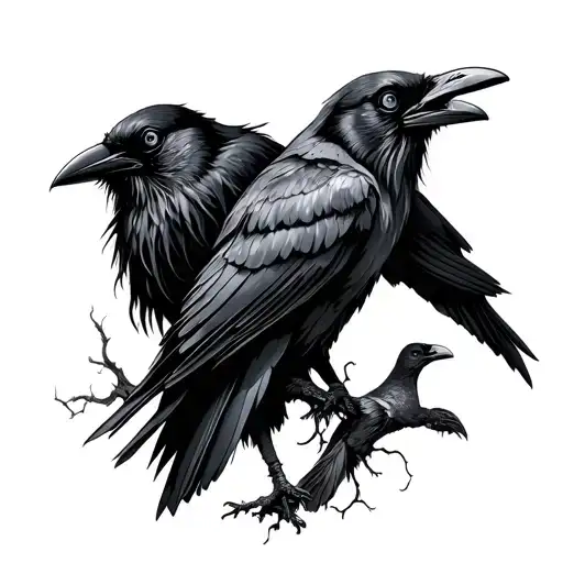crows and baba yaga tattoo design idea