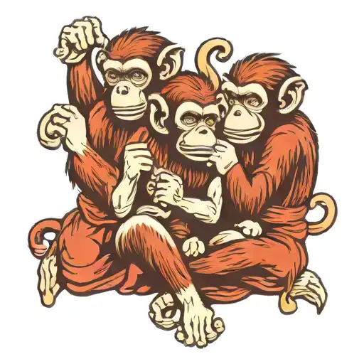 three wise monkeys tattoo design idea