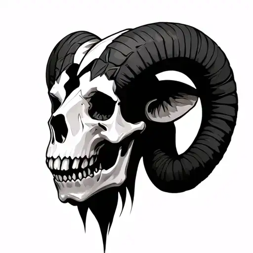 ram half skull half live tattoo design idea