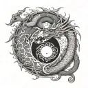 A dragon surrounding the yin yang symbol tattoo design idea