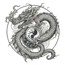 A dragon surrounding the yin yang symbol tattoo design idea