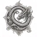 A dragon surrounding the yin yang symbol tattoo design idea